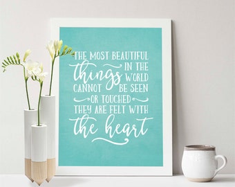 Instant Download, The most beautiful things in the world, 8x10, little prince, printable art, nursery decor, gift, quote, teal