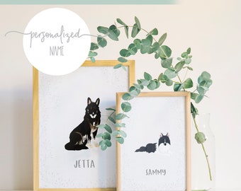 DIGITAL FILE, Personalized PRINTABLE Pet Portrait, Pet Illustration, Dog Cat Portrait, Personalized Portrait, Digital Art, Special Pet Gift