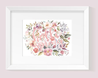 Instant Download, Hello Spring, Spring Decor, Spring wall art, Spring sign, Welcome Spring, Home Decor, Spring Printable, floral decor