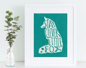 Buy One Get One, Stay Clever Little Fox, Nursery Art, Fox Nursery Decor, woodland nursery, fox, fox print, fox wall art, nursery print