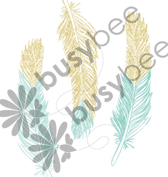 Instant Download, Gold Feathers, Love Arrows Wall Art, Watercolor