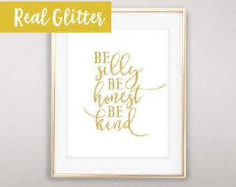 NOVO Brilho Real, Seja Bobo, Seja Honesto, Seja Gentil, Glitter Brilhante, Decoração de Berçário, Decoração de Parede, Decoração de Quarto Infantil, Decoração de Casa, Estampas de Glitter