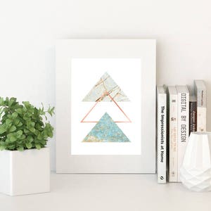 Instant Download, Geometric Wall Art, Triangle Print, Triangle Art, Minimalist Print, Scandinavian Print, Rose Gold, Marble Print, Geometric