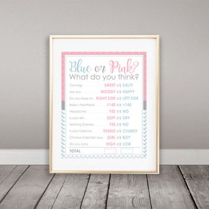 Instant Download, Blue Or Pink, What do you think? 16x20, Gender Reveal Poster, Old Wives Tales, Baby Shower Game, Cast your Votes!