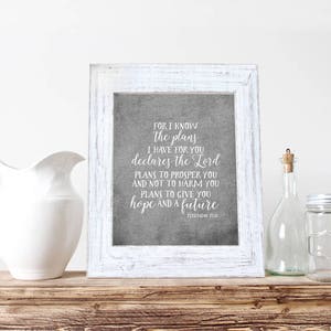 Instant Download, For I Know The Plans I Have For You, Bible Verse, Printable Decor, Jeremiah 29:11, Wall Decor, Scripture Print, Wall Print