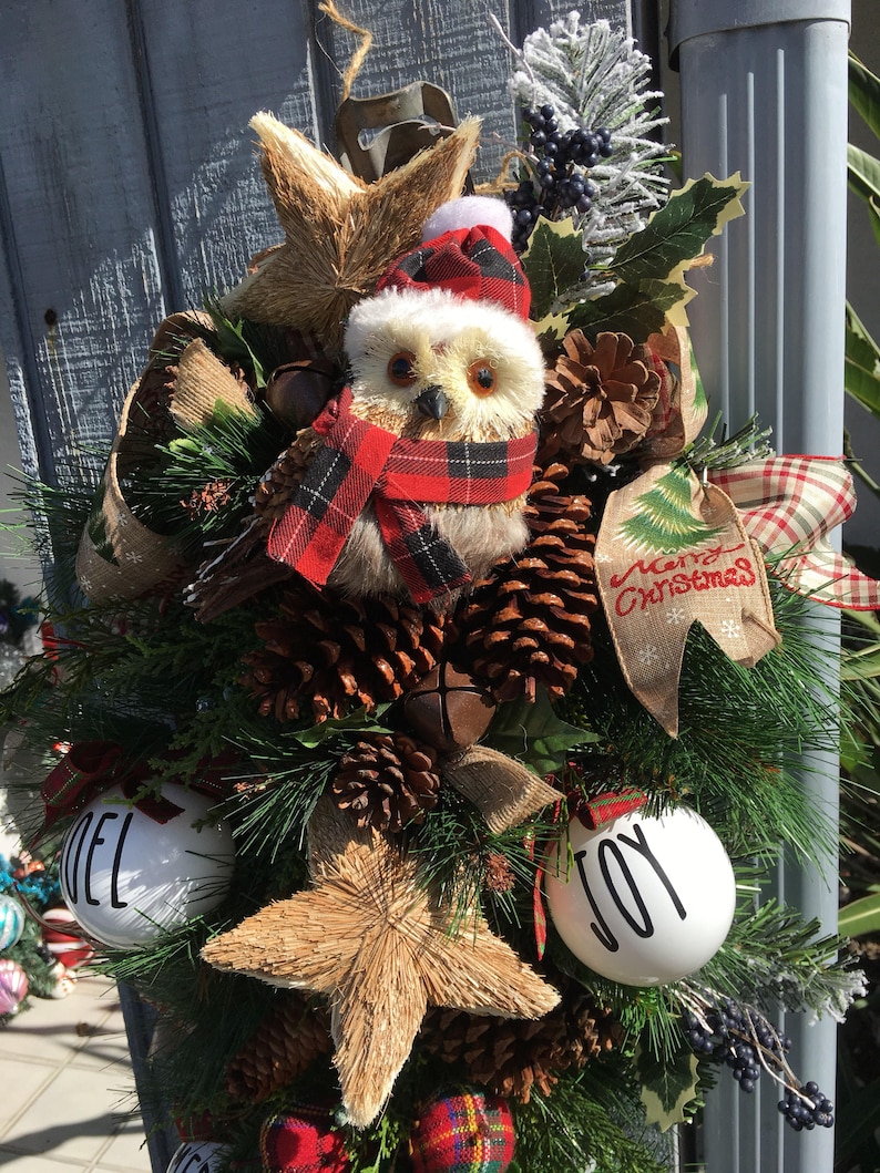 Christmas swag evergreen swag owl swag jingle bells swag Etsy
