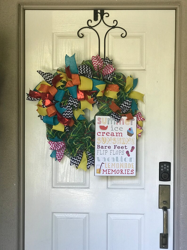 Summer Ice Cream Wreath Colorful Summer Front Door Wreath Etsy