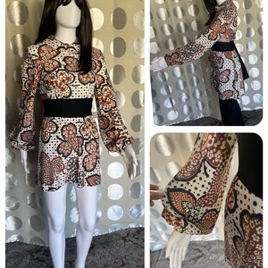 1960s Vintage Groovy Mod Psychedelic Balloon Sleeve Mini Go Go Dress Tunic Mary Quant Swinging London Carnaby Street Riot On Sunset Strip