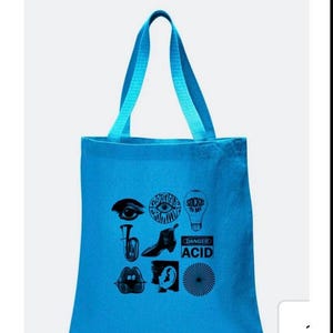Psychedelic Journey Tote Bag Teal Blue