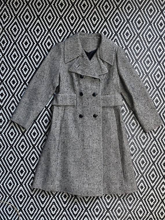 非売品 Vintage 1960s Mod Peacoat Long Silvertweed White & Black ジャケット・アウター
