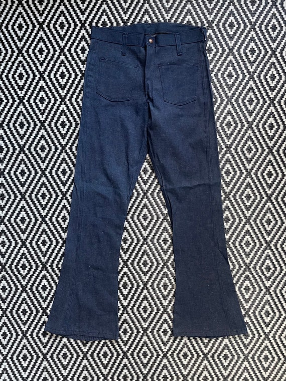 Deadstock 1960s 70s Vintage Deadstock High Waist Dark Blue Deni… - Gem