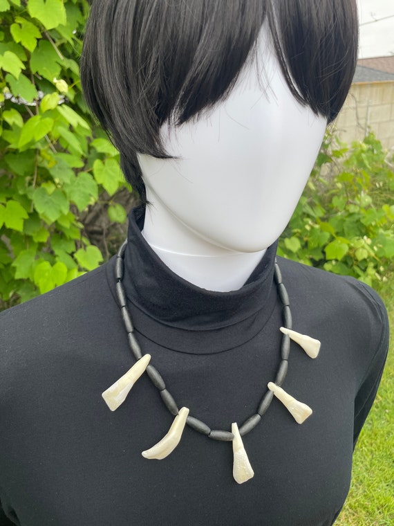 Buffalo Tooth Necklace, Caveman Necklace, Garage Punk Bone