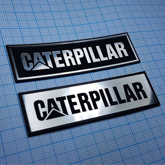 48 mm x 32 mm CATERPILLAR Metallic Aluminium Badge Sticker