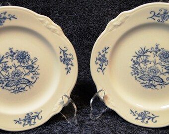 Homer Laughlin Dresden Imperial Blue Bread Plates 6 5/8" Set of 2 Excellent