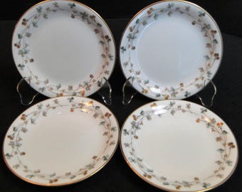 Noritake Clovis Bread Plates (Set of 4) - Multi Color Clover Pattern