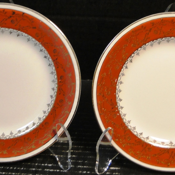 Homer Laughlin Craftsman Formal Rust Red Bread Plates 6 1/4" Set of 2 Excellent