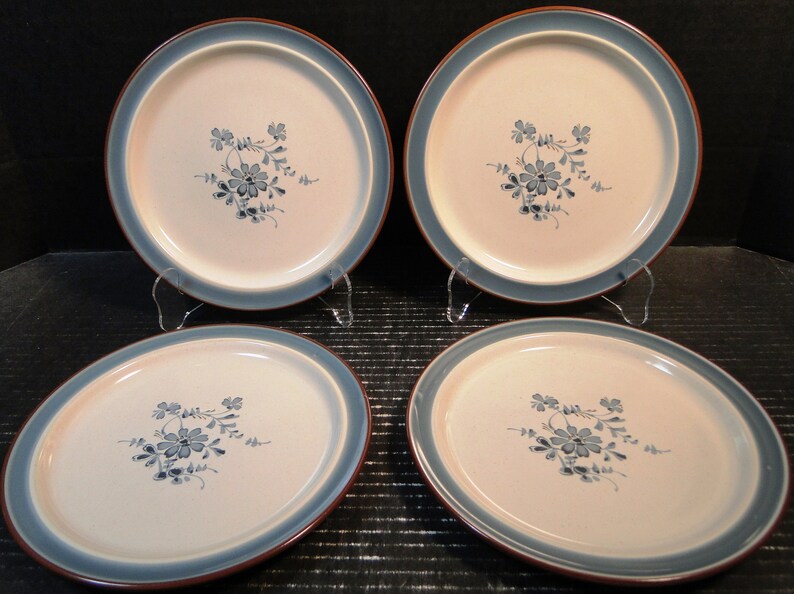 Noritake Simone Salad Plates 6407 White Blue Rose 8 14 Set Of 4