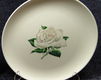Taylor Smith Taylor Versatile White Rose Dinner Plate 10 1/4" 50's Vintage EXCELLENT!