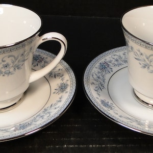 Noritake Blue Hill Tea Cup Saucer Sets 2482 Set of 2 Excellent