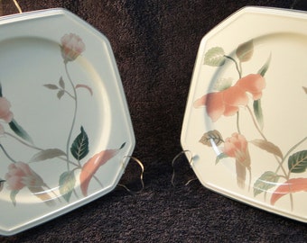 Mikasa Silk Flowers Dinner Plates 10 1/4" F3003 Set of 2 Excellent