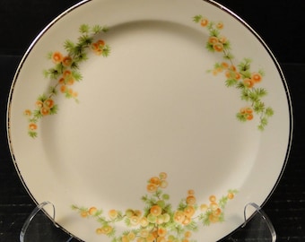 Taylor Smith Taylor Acacia Orange Floral Bread Plate 6 1/4" EXCELLENT!