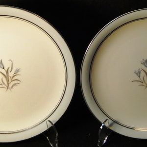 Noritake Bluebell Salad Plates 8&quot; 5558 Blue Band Platinum Trim Set of 2 Excellent