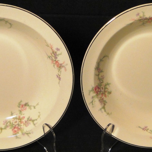 Taylor Smith Taylor Brides Bouquet Soup Bowls 7 3/4" Set of 2 Excellent