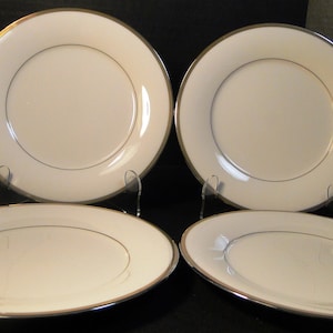 Noritake Gold and Platinum Salad Plates 8 1/4&quot; 7713 Fine China Set 4 Excellent