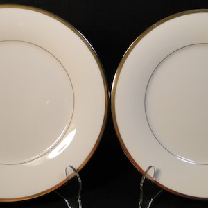 Noritake Gold and Platinum Salad Plates 8 1/4&quot; 7713 Fine China Set 2 Excellent