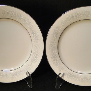 Noritake Cumberland Salad Plates 8 1/4" 2225 White Embossing Set 2 Excellent