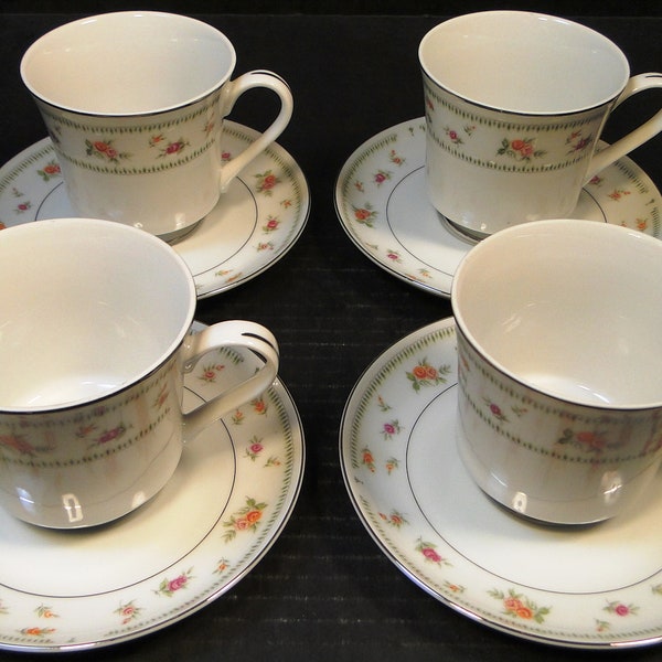 Abingdon China Tea Cup Saucer Sets Fine Porcelain Japan 4 Excellent