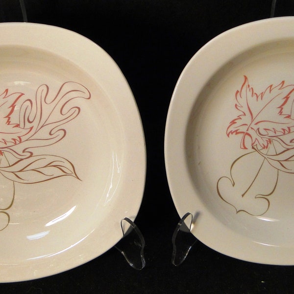 Taylor Smith Taylor Autumn Leaves Soup Bowls 8" Conversation Set of 2 Excellent