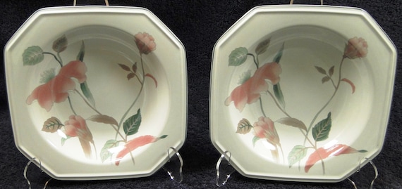Mikasa Silk Flowers Soup Bowls 8 1/4" F3003 Salad Pasta Set of 2 Excellent