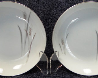 Fine China of Japan Platinum Wheat Berry Bowls 5 1/2" Set of 2 Excellent