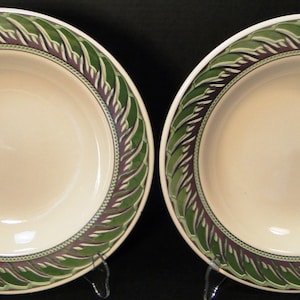 Homer Laughlin Large Pasta Bowls 11 5/8&quot; Purple Green Restaurant Set 2 Excellent