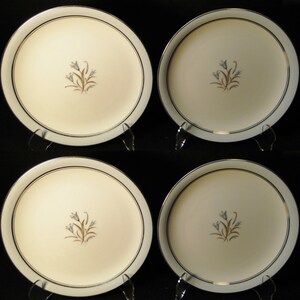 Noritake Bluebell Salad Plates 8&quot; 5558 Blue Band Platinum Trim Set of 4 Excellent