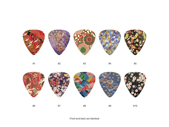 Japanese Origami Paper Pattern Guitar Pick Set 2 10 Pack