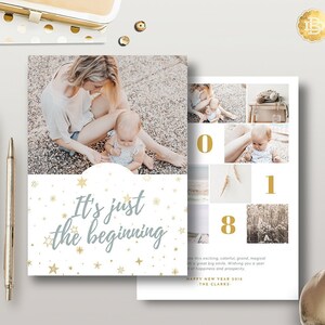 New Year Card Template: Holiday Photo Card, Photographer Design (INSTANT DOWNLOAD)