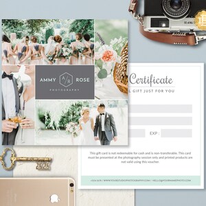 Photography Gift Card Template, Photoshop Gift Certificate Template for Photographer, Gift Card Design - INSTANT DOWNLOAD - GC004