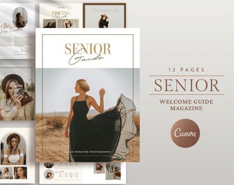 Senior Welcome Guide, Senior Photography Client Guide, What to wear, Senior Pricing Guide , Editable CANVA Magazine template, Senior Style