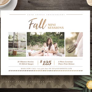 Fall Family Mini Session Template for Photographer, Mini Session Marketing Flyer, Holiday Autumn Session Template - INSTANT DOWNLOAD - MS027