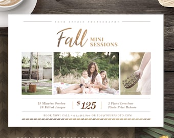 Fall Family Mini Session Template for Photographer, Mini Session Marketing Flyer, Holiday Autumn Session Template - INSTANT DOWNLOAD - MS027