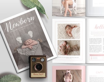 Modèle de magazine de photographie de nouveau-né : trousse de bienvenue (téléchargement numérique)