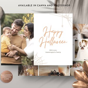 Halloween fotokaart Canva-sjabloon, Halloween-wenskaart Photoshop-sjabloon, foto wenskaartsjabloon - INSTANT DOWNLOAD HC014