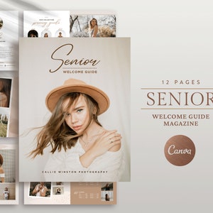 Senior Welcome Guide, Senior Photography Client Guide, What to wear, Senior Pricing Guide , Editable CANVA Magazine template, Senior Style image 1