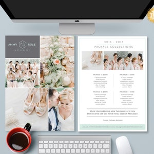 Pricing Guide Photoshop Template Design, Photography Price Sheet, Price List Template Design for Photographer - INSTANT DOWNLOAD - PG004