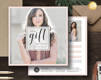 Fotografie Gift Card Template, Photoshop Gift Certificate Template voor fotograaf, Gift Card Design - INSTANT DOWNLOAD GC005