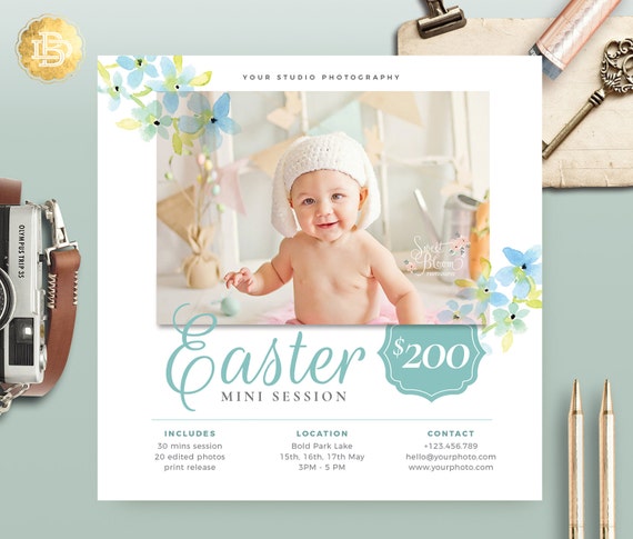 Free mini session template for spring portraits photography template