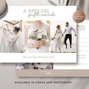 Modèle CANVA de carte-cadeau photographie, modèle de chèque-cadeau Photoshop pour photographe, conception de carte-cadeau - TÉLÉCHARGEMENT IMMÉDIAT - GC012