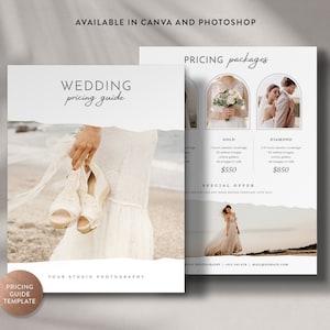 Wedding Pricing Guide Canva Template, Wedding Branding Photoshop Template, Price List Flyer, Photography Branding - INSTANT DOWNLOAD PG022